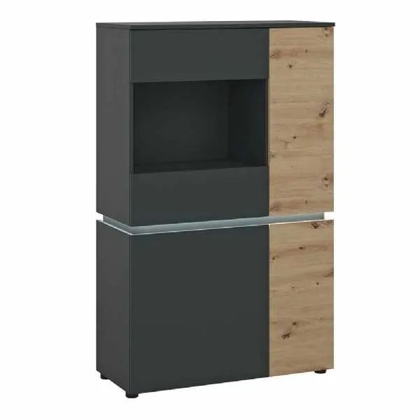 Luci 4 door low display cabinet in Platinum and Oak