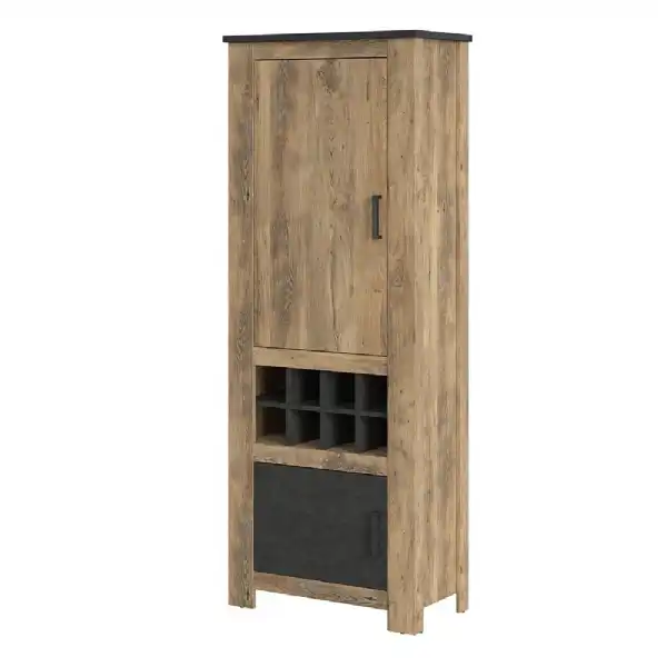 2 door cabinet With wine rack in Chestnut and Matera Grey