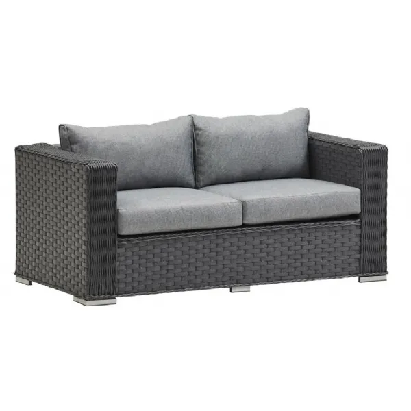 Luxury Grey Rattan 2 Seater Sofa