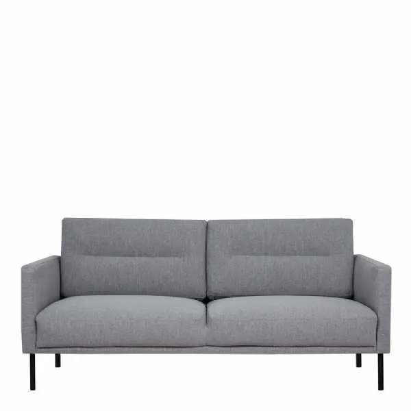 Modern Medium 2.5 Seater Sofa Fabric Pale Grey on Black Metal Legs