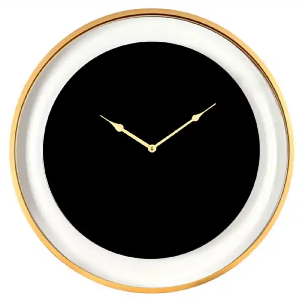 Black and Matt Gold Round Wall Clock