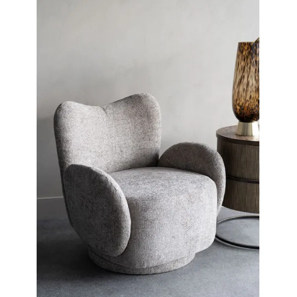 Mink Fabric Upholstered Swivel Chair