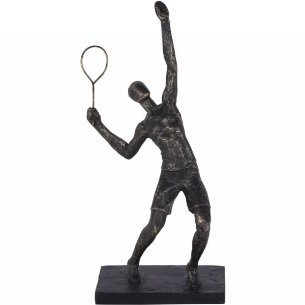 Bronze Textured Tennis Player Sports Sculpture