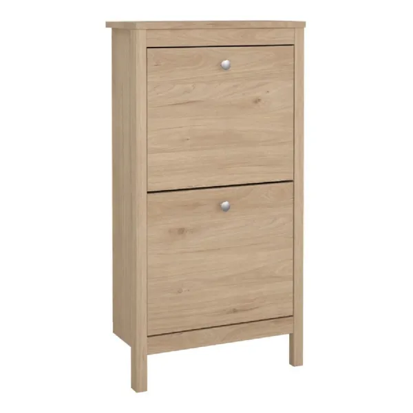 Madrid Shoe Cabinet 2 Flap Doors in Jackson Hickory Oak