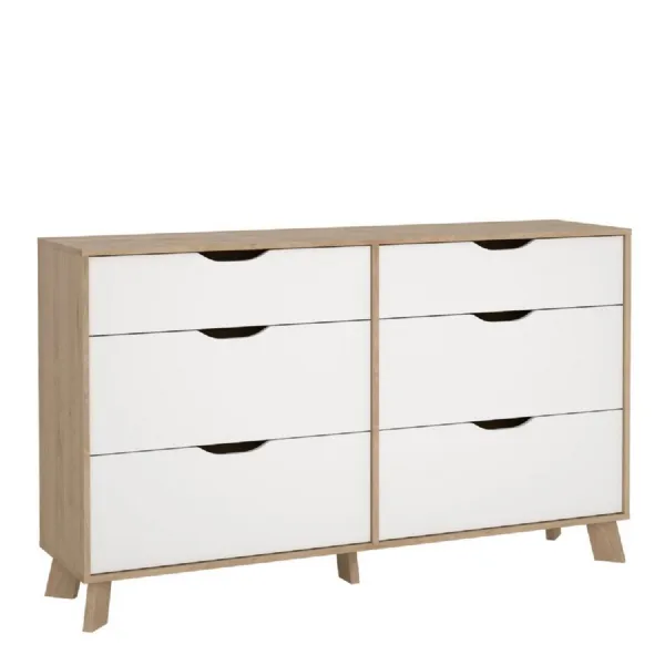 Ikast 6 Drawers Double Dresser in Jackson Hickory and White