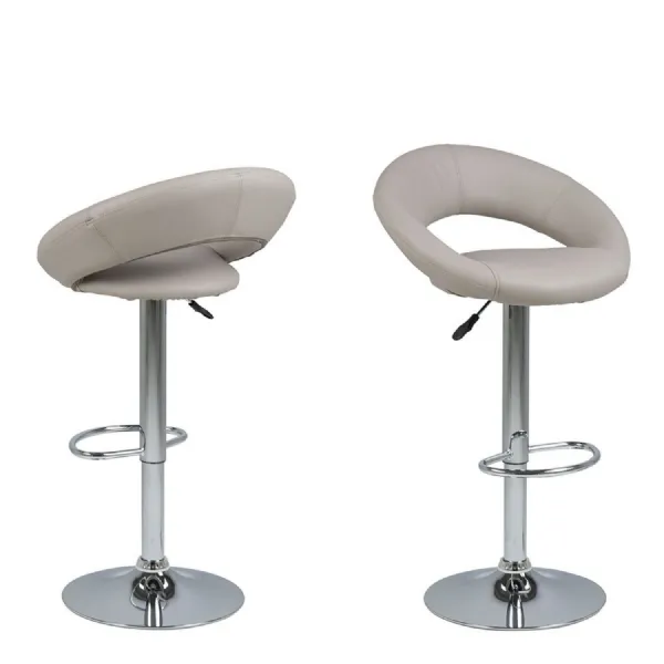 Plump Light Grey Swivel Bar Stool with Open Back