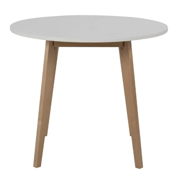 Raven Small Round Dining Table in White & Oak