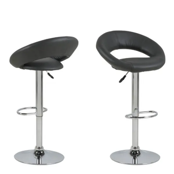 Plump Black Swivel Bar Stool with Open Back