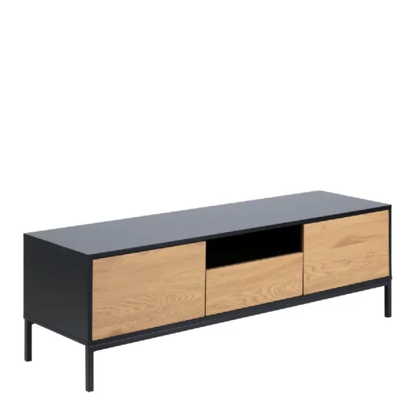 Seaford TV Unit 2 Doors 1 Drawer in Black And Oak