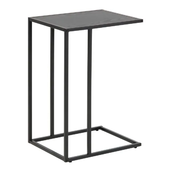 Seaford Black Metal Side Table with Black Top