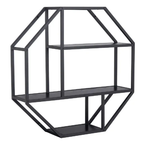 Seaford Octagonal Metal Wall Shelf in Black