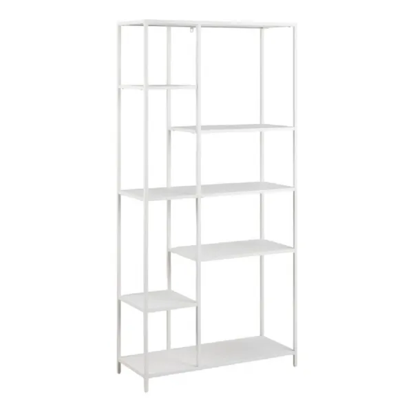 Newcastle Asymmetrical Bookcase with 6 Shelves in White