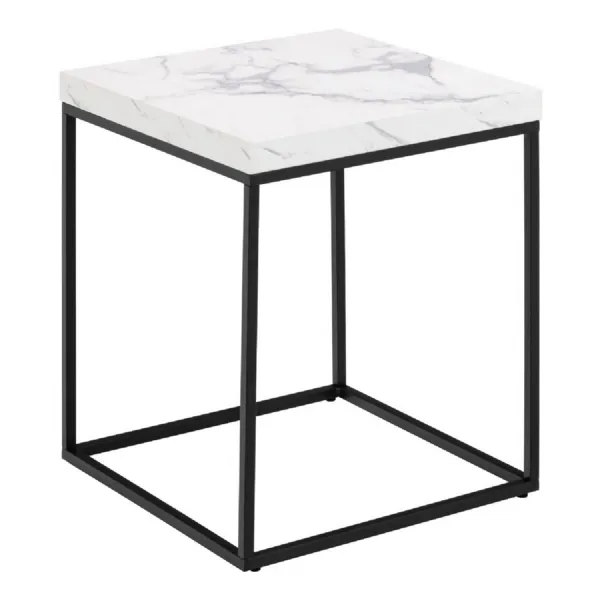 Barossa Coffee Table with White Marble Effect Top & Black Base 40cm