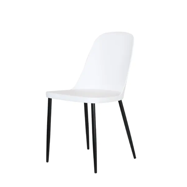 White Duo Dining Chair With Black Metal Legs