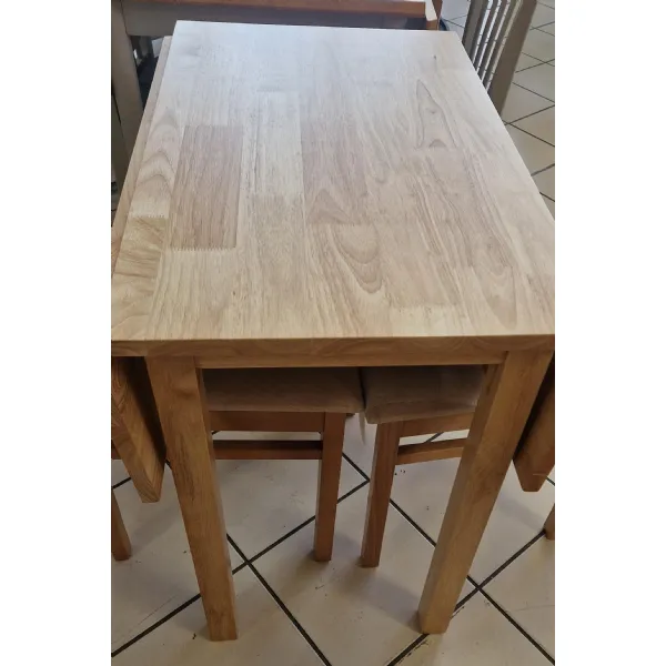 Natural Oak Hardwood Drop Leaf Dining Table and 2 Dining Chairs