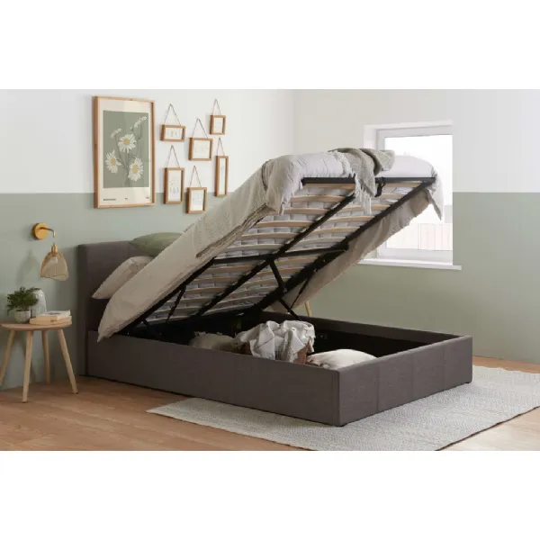 135cm Double Grey Fabric Ottoman Bed