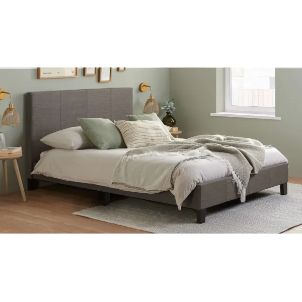 90cm Grey Fabric Low End Bed