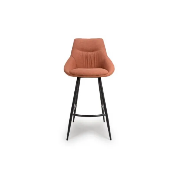 Brick Red Easy Clean Fabric Carver Bar Stool Chair Black Legs