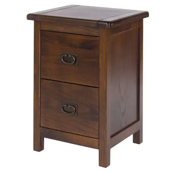 Boston Dark Lacquer Finish 2 Drawer Petite Bedside Cabinet Table 53x36x32cm