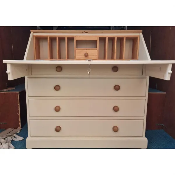 Solid Pine Bureau in Lacquer with Cupboard Base, Bespoke