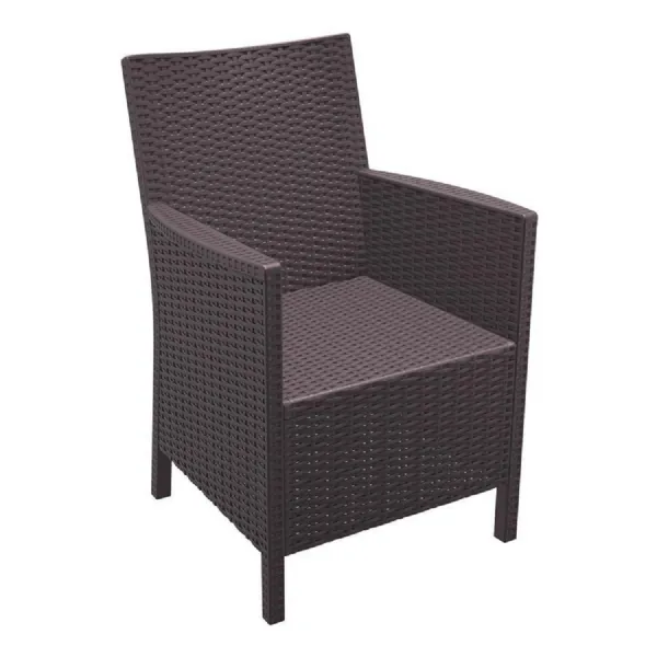 Brown Rattan Outdoor Armchair