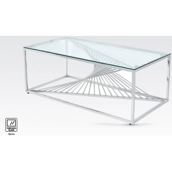 Tempered Glass and Stainless Steel Coffee Table