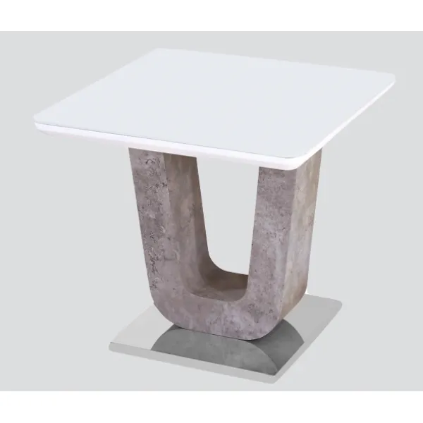 White Gloss and Glass Top Lamp Table