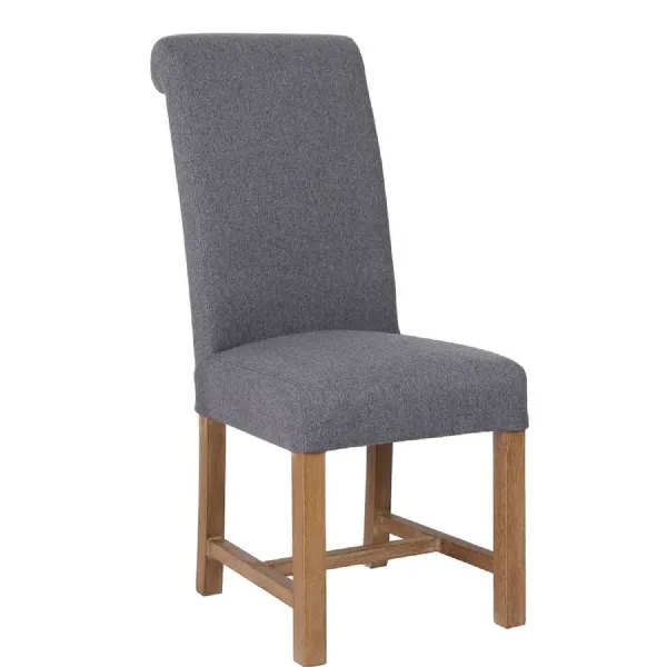The Chair Collection Scroll Back Fabric Dining Chair Grey