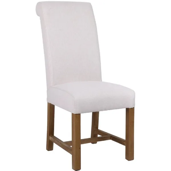 The Chair Collection Scroll Back Fabric Dining Chair Natural