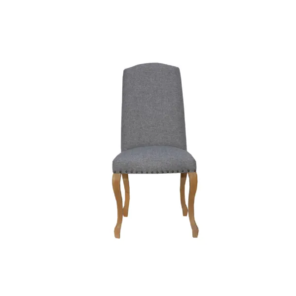 Luxury Chair With Studs And Carved Oak Legs Light Grey