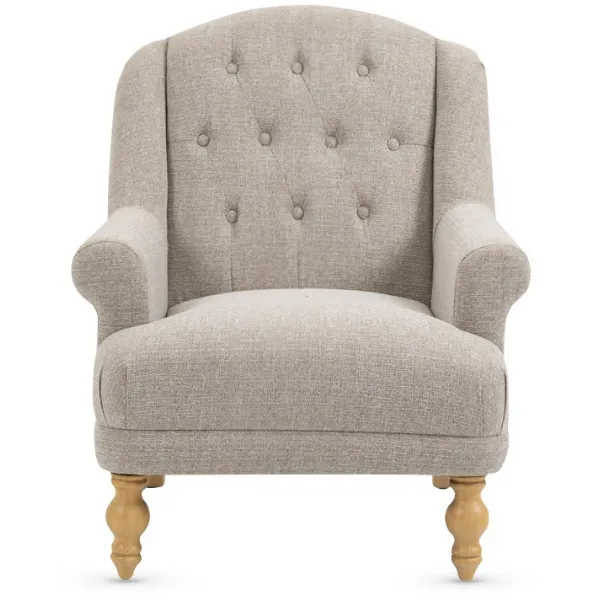 Oat Fabric Buttoned Armchair