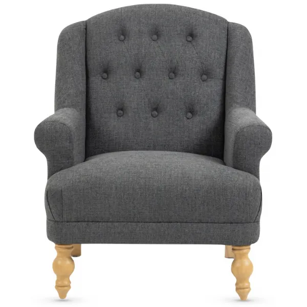 Dark Grey Fabric Buttoned Armchair