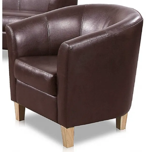 Brown Leather Tub Chair