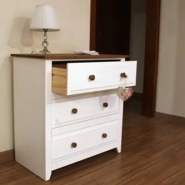 Capri Modern Arctic White Painted Solid Pine Chest of 3 Dovetail Drawers 80.5x83.5cm
