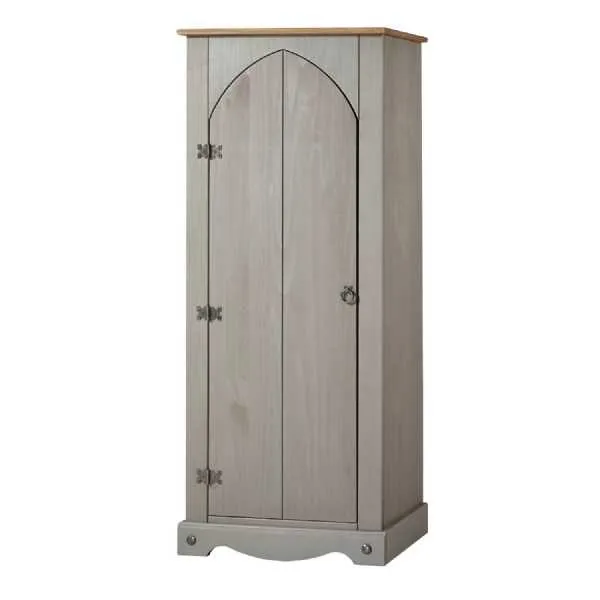 Corona Traditional Grey Painted Solid Pine Vestry Cupboard with Adjustable Shelves