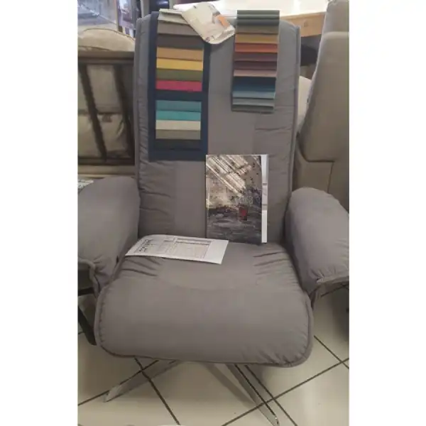 Grey Velvet Aqua Clean Fabric Recliner Chair