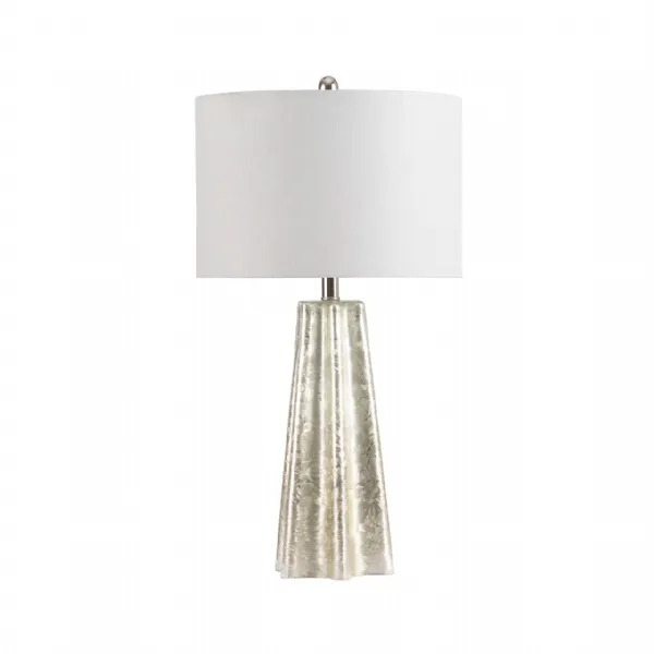 72cm Silver Glass Table Lamp With Grey Linen Shade