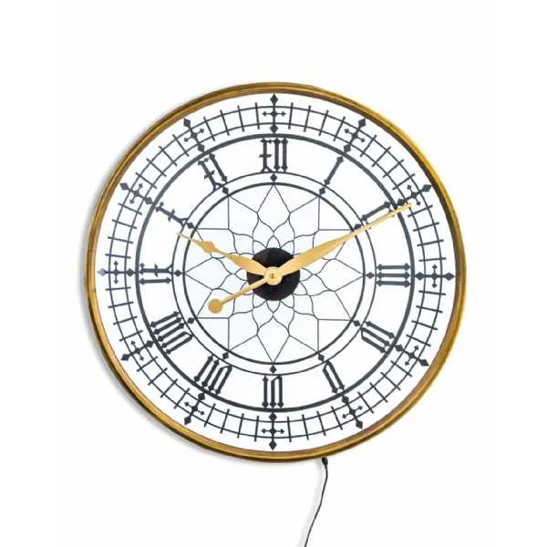 Large Gold Round Backlit Wall Clock
