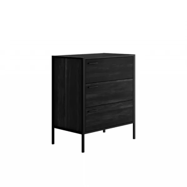 Industrial Black Wood Effect Chest of 3 Drawers