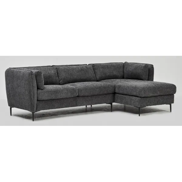 Corner Sofa with Right Chaise in Mikah Ashen Dark Grey Fabric