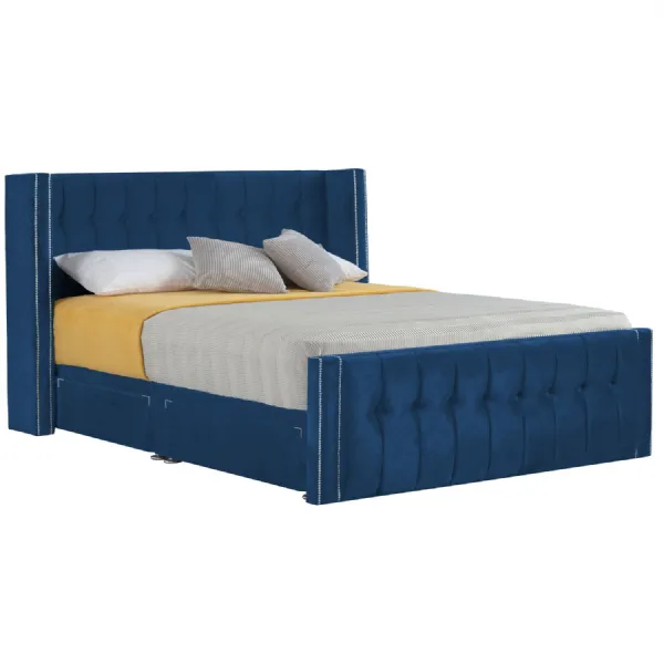 Royal Blue Byrd Super King Size Bed Frame