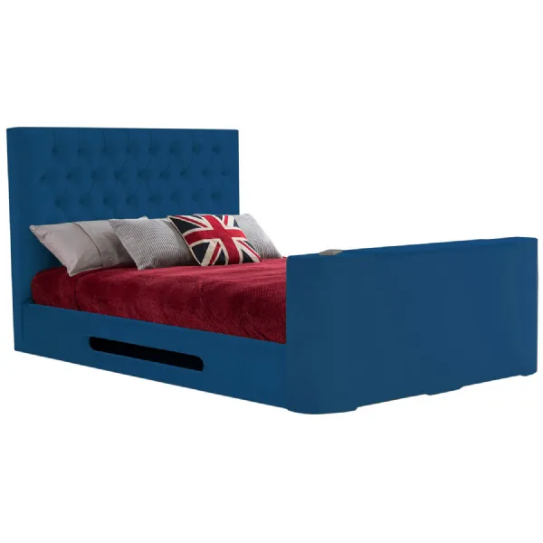 Royal Blue Loren Standard Super King Size TV Bed