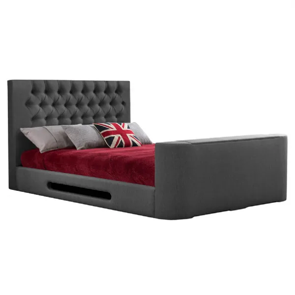 Grey Loren Standard Super King Size TV Bed