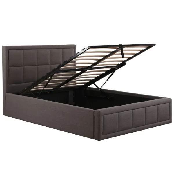 Grey Sia Fabric Small Double Ottoman Bed