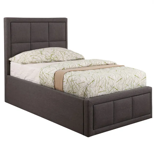 Grey Sia Fabric Single Ottoman Bed