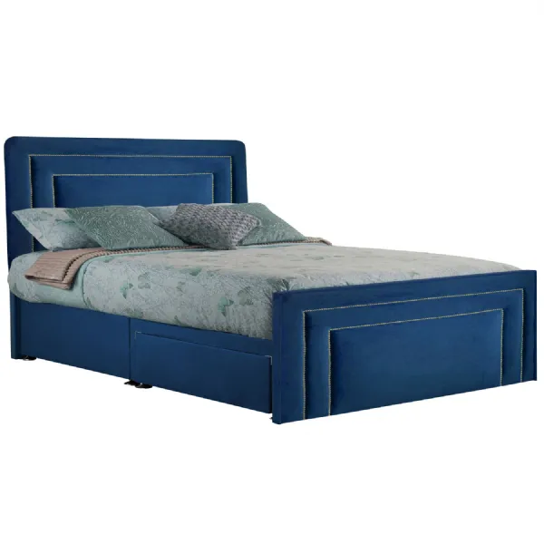 Royal Blue Style Brogan Super King Size Fabric Bed