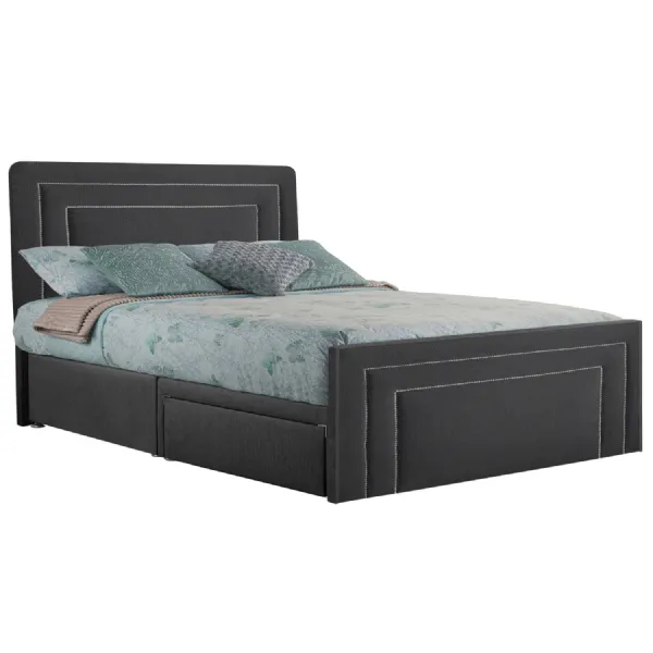 Grey Style Brogan Super King Size Fabric Bed