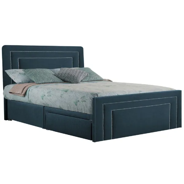 Deep Blue Style Brogan Super King Size Fabric Bed