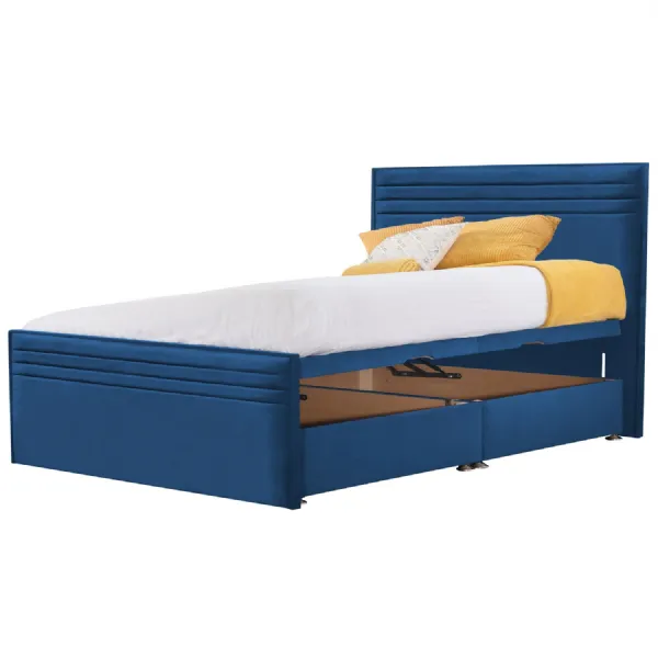 Royal Blue Style Chic Hybrid Super King Size Fabric Bed