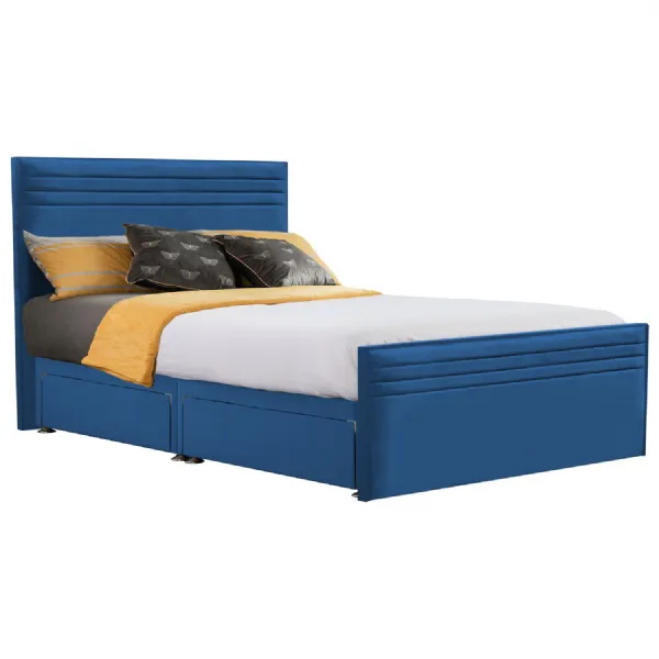 Royal Blue Style Chic Hybrid Super King Size Fabric Bed